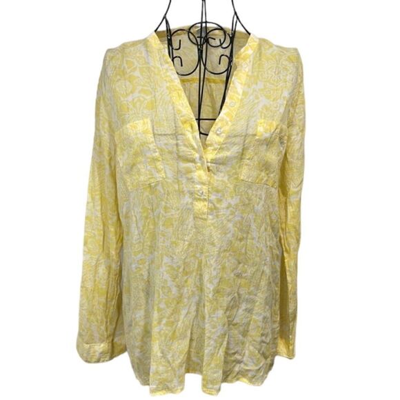 Old navy yellow floral print blouse size S - Picture 1 of 7